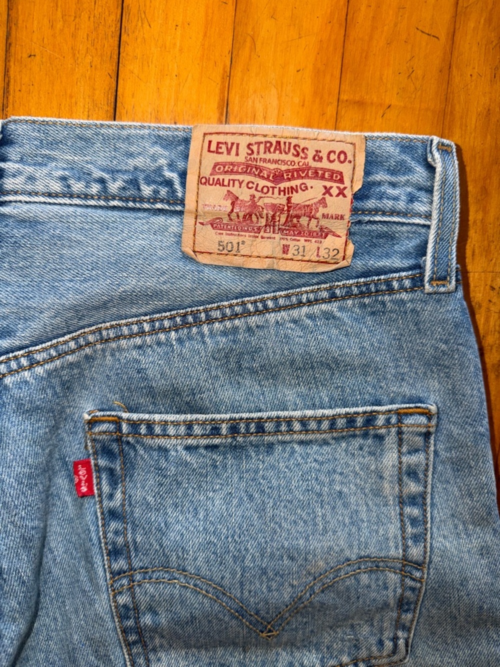 Levi’s cut-off 501 // Light Blue Denim Cutoff Shorts - distressed // 31x32 - Picture 5 of 5